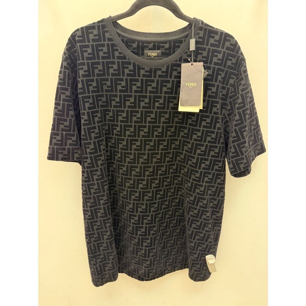 Fendi FF Logo Short Sleeve Tee — Black & Charcoal
